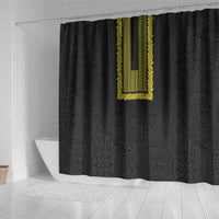Philippines Polynesian Jasmine Pattern Shower Curtain With Barong Tagalog Black Style