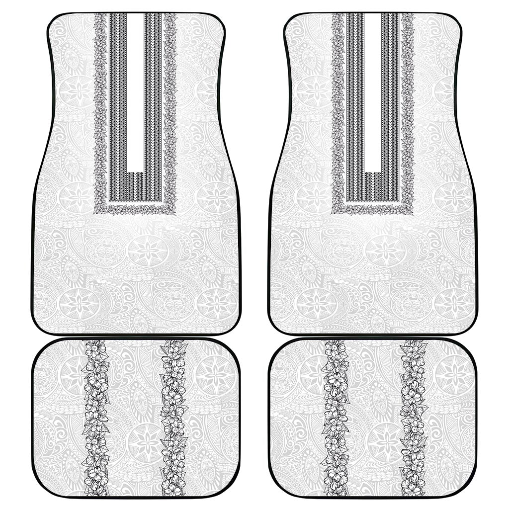 Philippines Polynesian Jasmine Pattern Car Mats With Barong Tagalog White Style