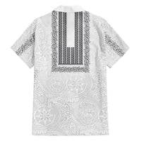 Philippines Polynesian Jasmine Pattern Family Matching Off Shoulder Maxi Dress and Hawaiian Shirt With Barong Tagalog White Style