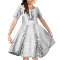 Philippines Polynesian Jasmine Pattern Family Matching Tank Maxi Dress and Hawaiian Shirt With Barong Tagalog White Style LT03 Daughter's Dress White - Polynesian Pride