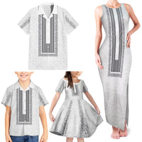 Philippines Polynesian Jasmine Pattern Family Matching Tank Maxi Dress and Hawaiian Shirt With Barong Tagalog White Style LT03 - Polynesian Pride