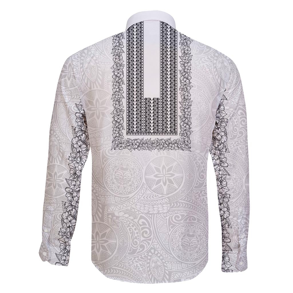 Philippines Polynesian Jasmine Pattern Family Matching Tank Maxi Dress and Hawaiian Shirt With Barong Tagalog White Style LT03 - Polynesian Pride
