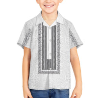 Philippines Polynesian Jasmine Pattern Family Matching Tank Maxi Dress and Hawaiian Shirt With Barong Tagalog White Style LT03 Son's Shirt White - Polynesian Pride