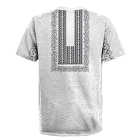 Philippines Polynesian Jasmine Pattern Rugby Jersey With Barong Tagalog White Style