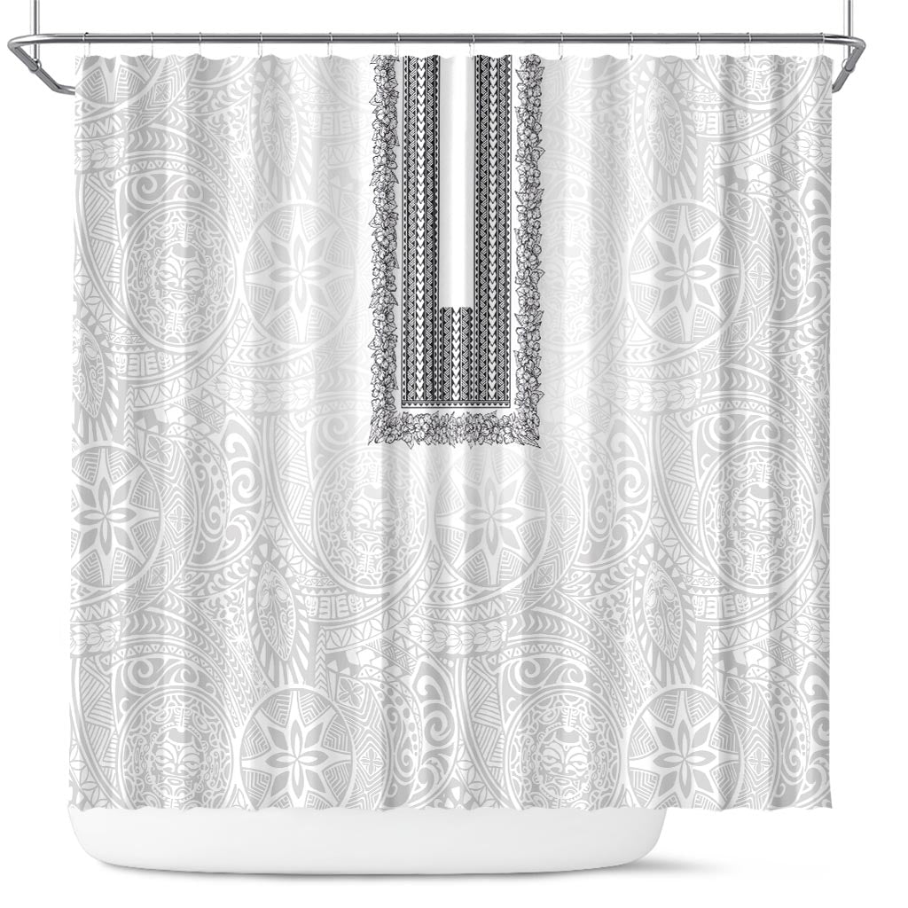 Philippines Polynesian Jasmine Pattern Shower Curtain With Barong Tagalog White Style