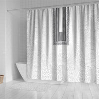 Philippines Polynesian Jasmine Pattern Shower Curtain With Barong Tagalog White Style