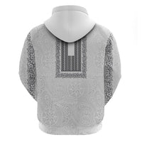 Philippines Polynesian Jasmine Pattern Zip Hoodie With Barong Tagalog White Style
