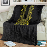 Philippines Polynesian Floral Pattern Blanket With Barong Tagalog Black Style