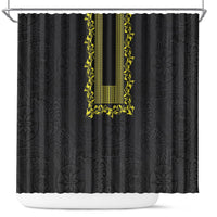 Philippines Polynesian Floral Pattern Shower Curtain With Barong Tagalog Black Style