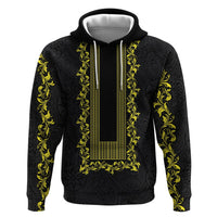 Philippines Polynesian Floral Pattern Zip Hoodie With Barong Tagalog Black Style