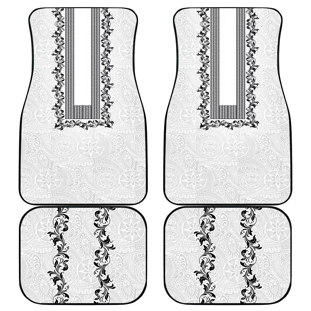 Philippines Polynesian Floral Pattern Car Mats With Barong Tagalog White Style