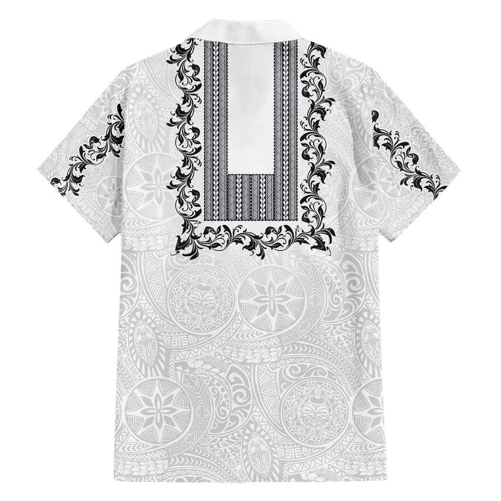 Philippines Polynesian Floral Pattern Hawaiian Shirt With Barong Tagalog White Style