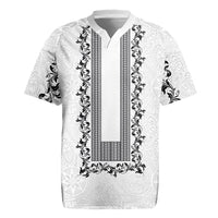 Philippines Polynesian Floral Pattern Rugby Jersey With Barong Tagalog White Style
