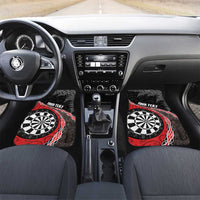 Personalised New Zealand Darts Car Mats Koru Tribal Tattoo and Silver Fern Maori Pattern Red Color