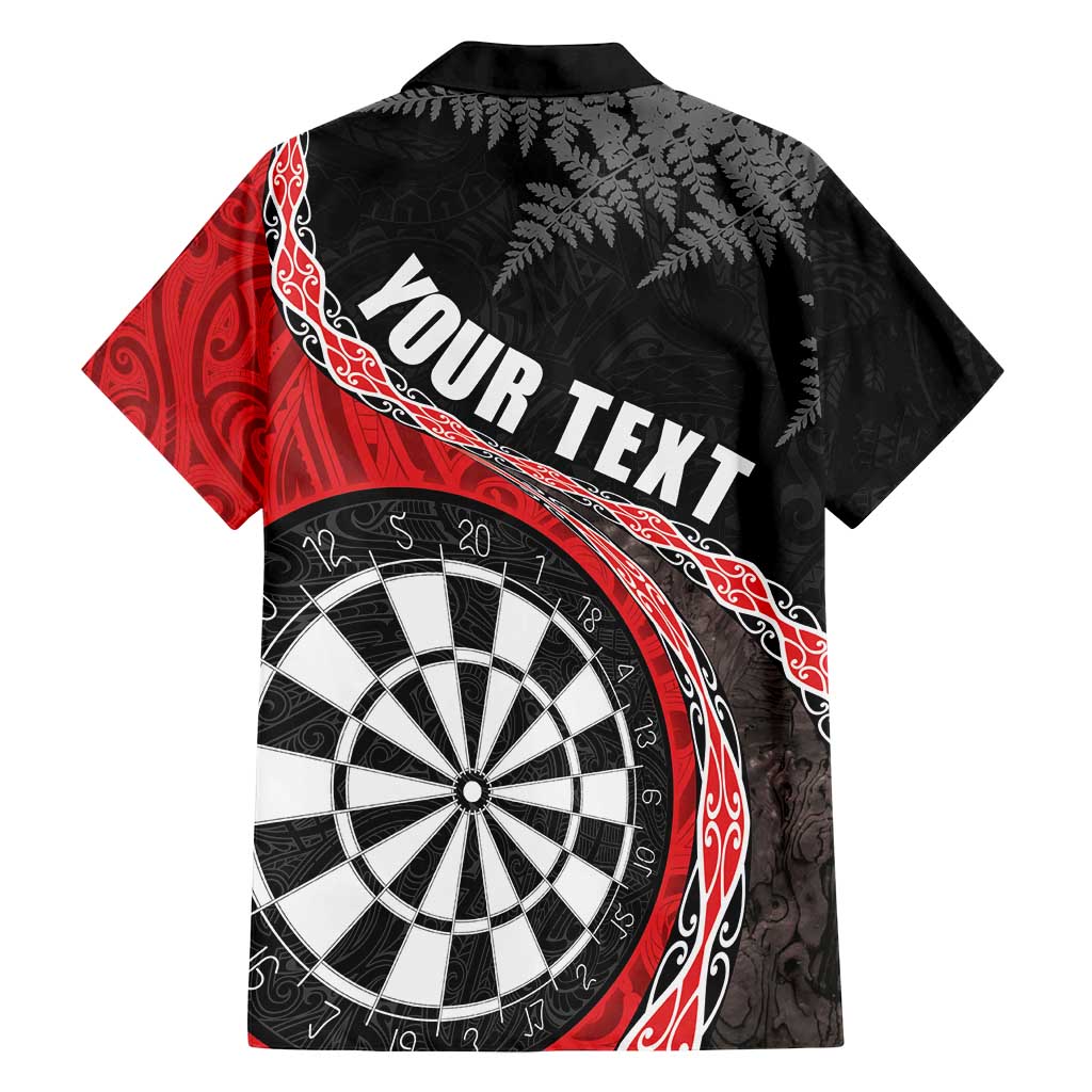 Personalised New Zealand Darts Family Matching Summer Maxi Dress and Hawaiian Shirt Koru Tribal Tattoo and Silver Fern Maori Pattern Red Color