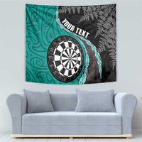 Personalised New Zealand Darts Tapestry Koru Tribal Tattoo and Silver Fern Maori Pattern Teal Color