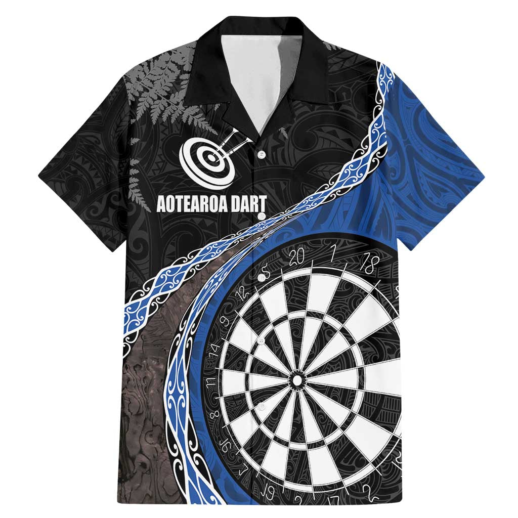 Personalised New Zealand Darts Family Matching Mermaid Dress and Hawaiian Shirt Koru Tribal Tattoo and Silver Fern Maori Pattern Blue Color