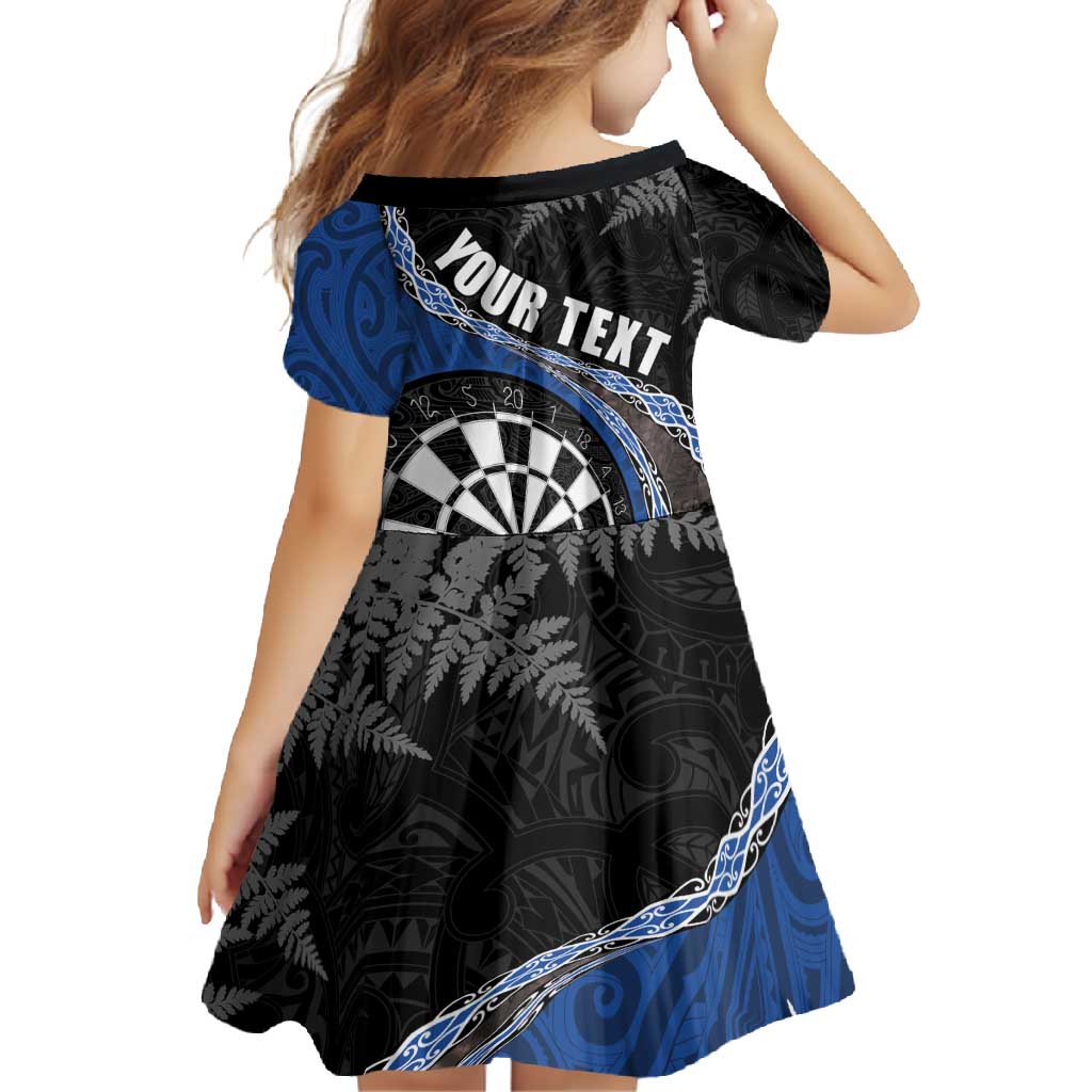 Personalised New Zealand Darts Family Matching Summer Maxi Dress and Hawaiian Shirt Koru Tribal Tattoo and Silver Fern Maori Pattern Blue Color