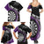 Personalised New Zealand Darts Family Matching Summer Maxi Dress and Hawaiian Shirt Koru Tribal Tattoo and Silver Fern Maori Pattern Purple Color