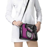 Personalised New Zealand Darts Shoulder Handbag Koru Tribal Tattoo and Silver Fern Maori Pattern Pink Color