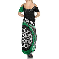 Personalised New Zealand Darts Summer Maxi Dress Koru Tribal Tattoo and Silver Fern Maori Pattern Green Color