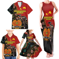 Personalised Papua New Guinea and Australia Together Family Matching Tank Maxi Dress and Hawaiian Shirt Bird-of-paradise and Kangaroo with Aboriginal Pattern