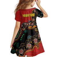 Personalised Papua New Guinea and Australia Together Kid Short Sleeve Dress Bird-of-paradise and Kangaroo with Aboriginal Pattern