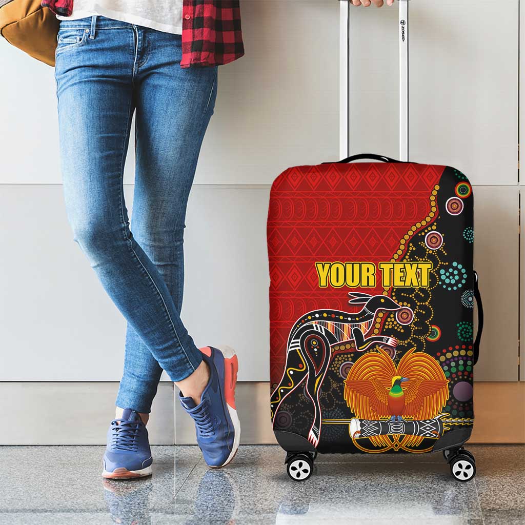 Personalised Papua New Guinea and Australia Together Luggage Cover Bird-of-paradise and Kangaroo with Aboriginal Pattern LT03 - Polynesian Pride