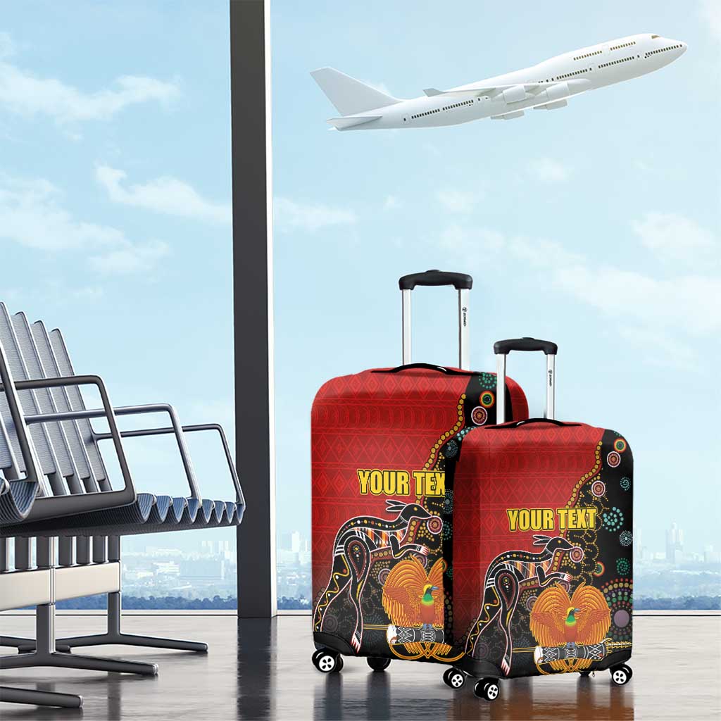 Personalised Papua New Guinea and Australia Together Luggage Cover Bird-of-paradise and Kangaroo with Aboriginal Pattern LT03 - Polynesian Pride