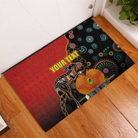 Personalised Papua New Guinea and Australia Together Rubber Doormat Bird-of-paradise and Kangaroo with Aboriginal Pattern LT03 - Polynesian Pride