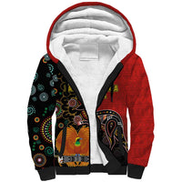 Personalised Papua New Guinea and Australia Together Sherpa Hoodie Bird-of-paradise and Kangaroo with Aboriginal Pattern