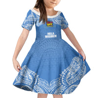 Hela Wigmen Rugby Family Matching Summer Maxi Dress and Hawaiian Shirt Papua New Guinea Polynesian Tattoo LT03 Daughter's Dress Blue - Polynesian Pride