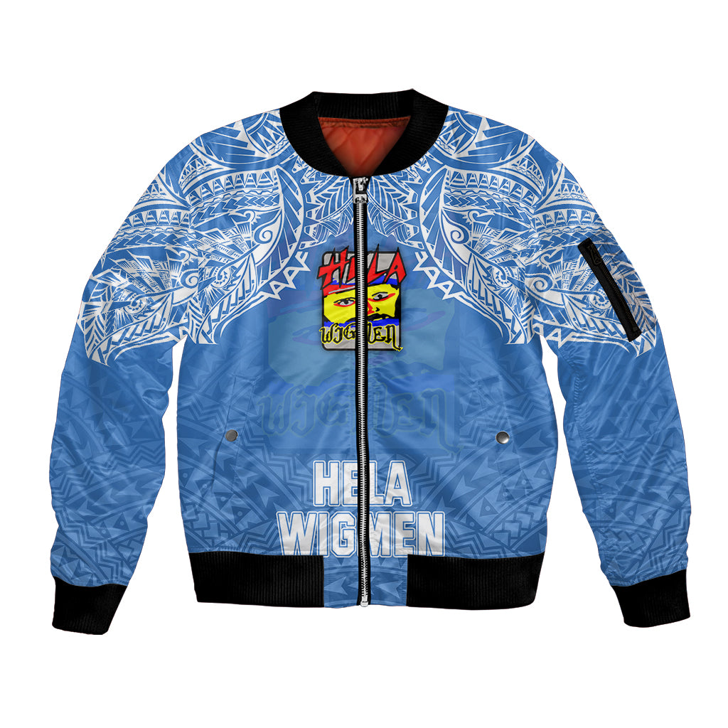 Hela Wigmen Rugby Sleeve Zip Bomber Jacket Papua New Guinea Polynesian Tattoo LT03 Unisex Blue - Polynesian Pride