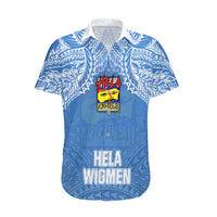 Custom Hela Wigmen Rugby Hawaiian Shirt Papua New Guinea Polynesian Tattoo LT03 Blue - Polynesian Pride