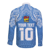 Custom Hela Wigmen Rugby Long Sleeve Button Shirt Papua New Guinea Polynesian Tattoo LT03 - Polynesian Pride