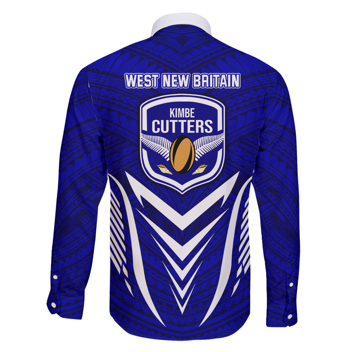 Kimbe Cutters Rugby Family Matching Off Shoulder Long Sleeve Dress and Hawaiian Shirt Papua New Guinea Polynesian Tattoo Blue Version LT03 - Polynesian Pride