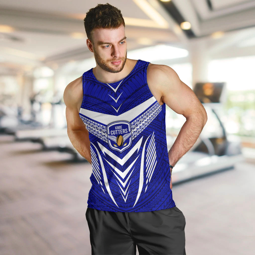 Kimbe Cutters Rugby Men Tank Top Papua New Guinea Polynesian Tattoo Blue Version LT03 - Polynesian Pride