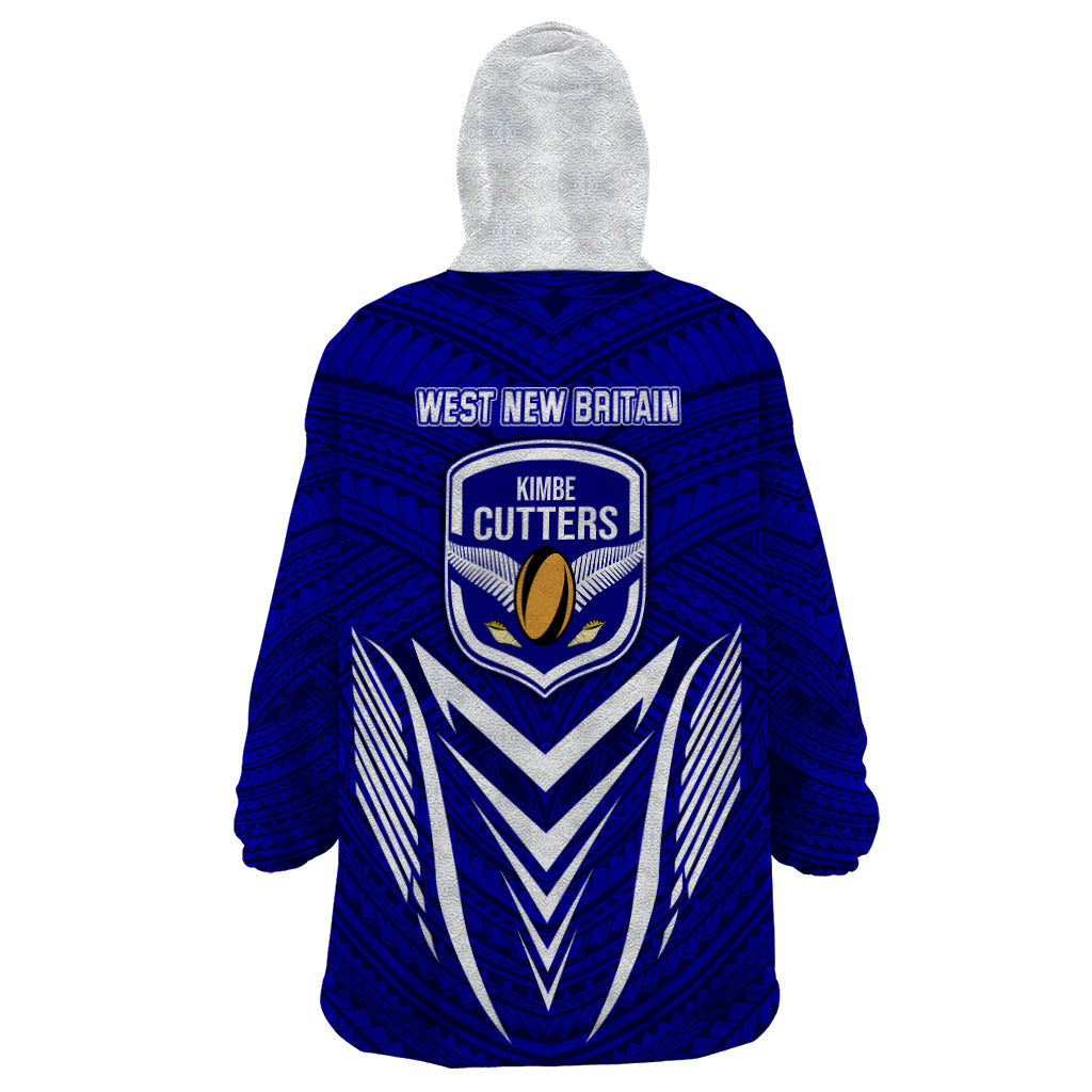 Kimbe Cutters Rugby Wearable Blanket Hoodie Papua New Guinea Polynesian Tattoo Blue Version LT03 - Polynesian Pride