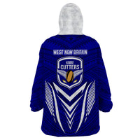 Kimbe Cutters Rugby Wearable Blanket Hoodie Papua New Guinea Polynesian Tattoo Blue Version LT03 - Polynesian Pride