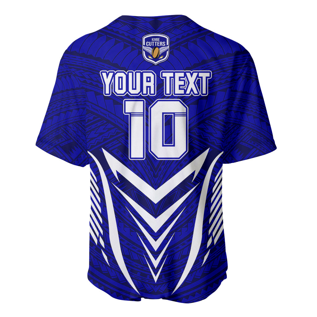 Custom Kimbe Cutters Rugby Baseball Jersey Papua New Guinea Polynesian Tattoo Blue Version LT03 - Polynesian Pride