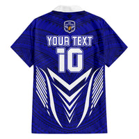 Custom Kimbe Cutters Rugby Family Matching Puletasi Dress and Hawaiian Shirt Papua New Guinea Polynesian Tattoo Blue Version LT03 - Polynesian Pride