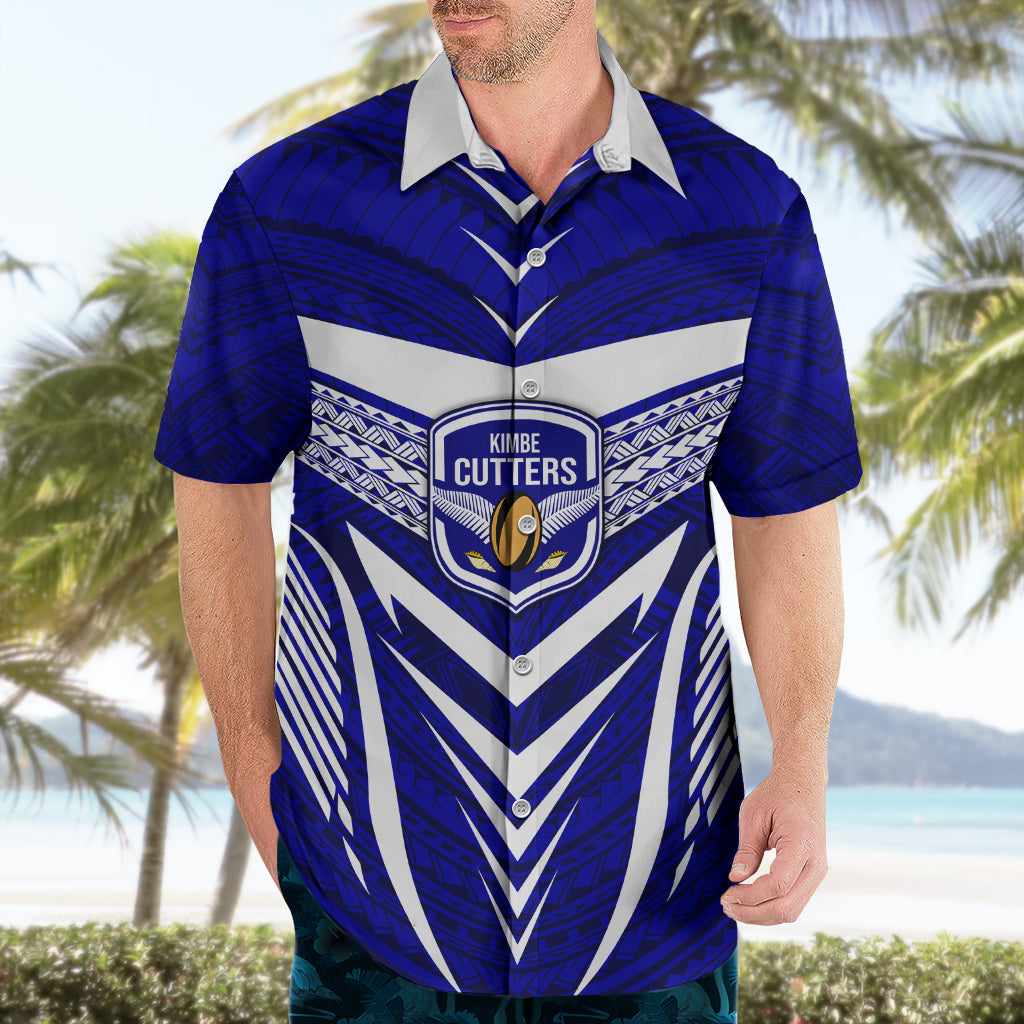 Custom Kimbe Cutters Rugby Hawaiian Shirt Papua New Guinea Polynesian Tattoo Blue Version LT03 - Polynesian Pride