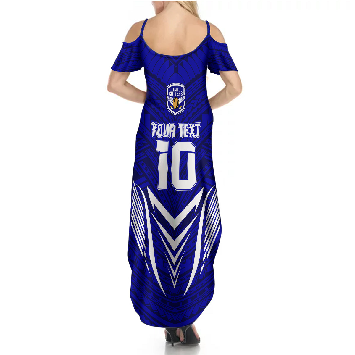 Custom Kimbe Cutters Rugby Summer Maxi Dress Papua New Guinea Polynesian Tattoo Blue Version LT03 - Polynesian Pride