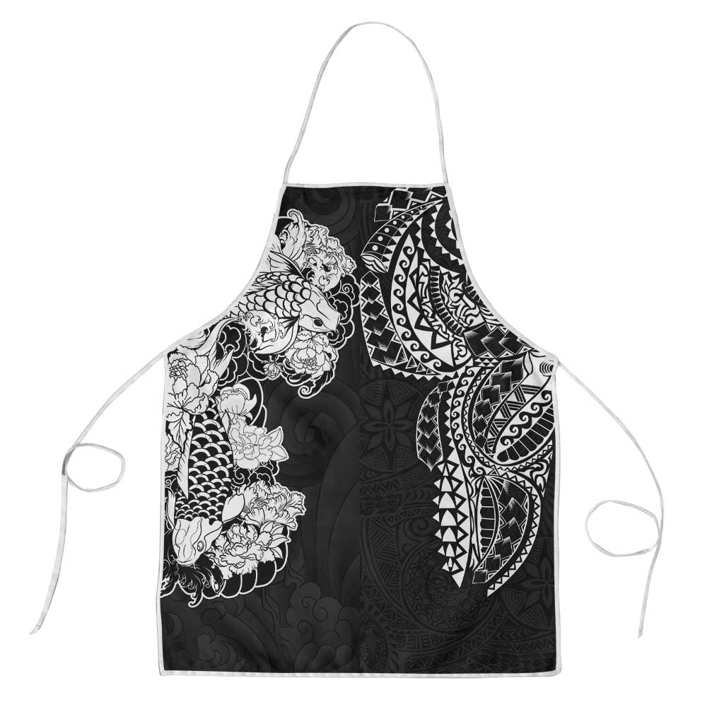 Japanese Irezumi and Hawaiian Polynesian Art Tattoo Apron Black Color - Polynesian Pride