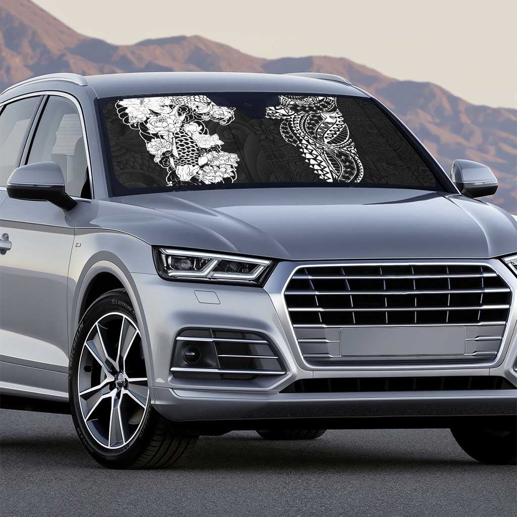 Japanese Irezumi and Hawaiian Polynesian Art Tattoo Auto Sun Shade Black Color - Polynesian Pride