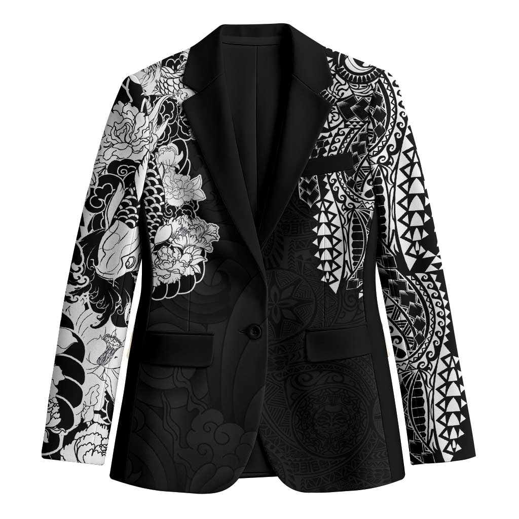 Japanese Irezumi and Hawaiian Polynesian Art Tattoo Blazer Black Color - Polynesian Pride