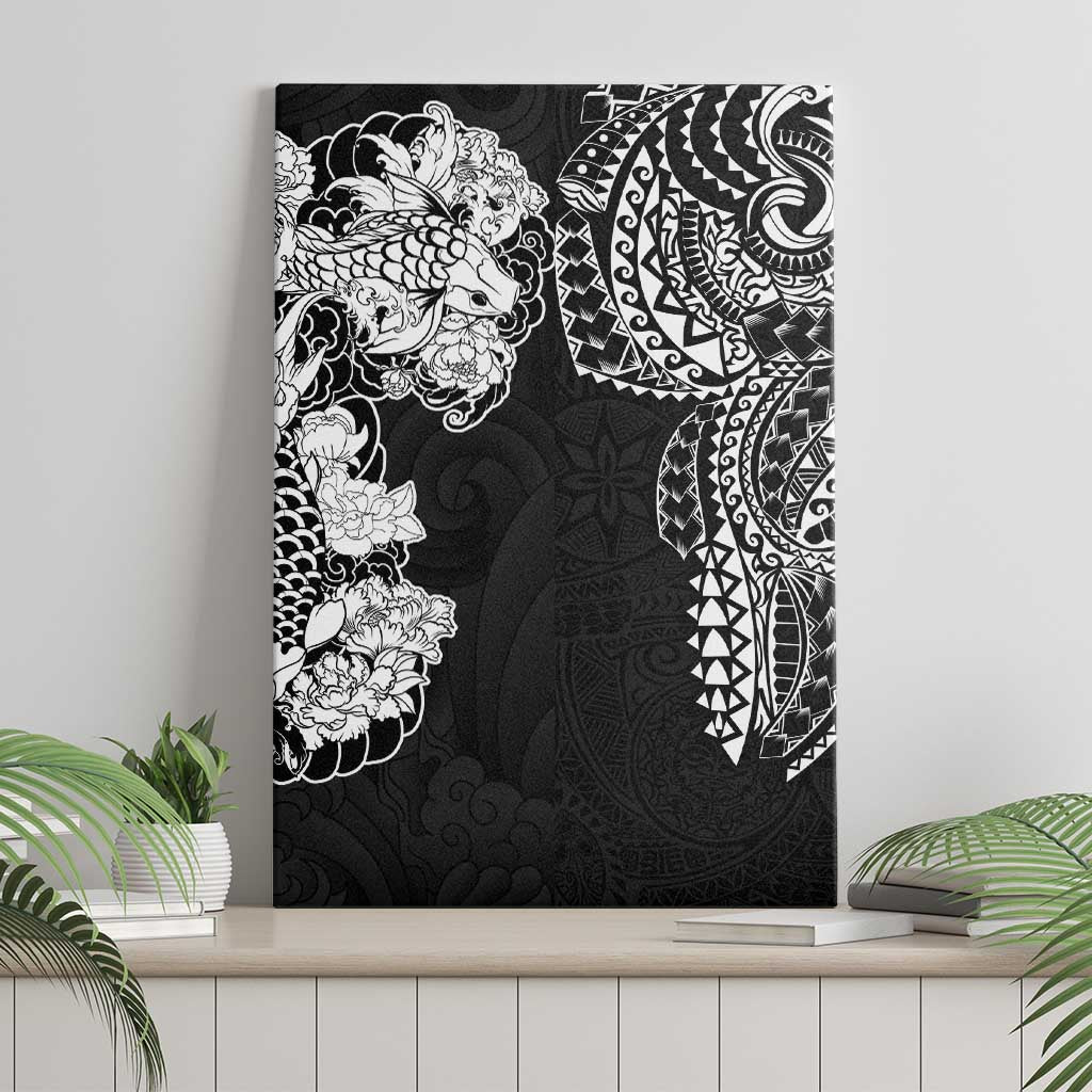 Japanese Irezumi and Hawaiian Polynesian Art Tattoo Canvas Wall Art Black Color - Polynesian Pride