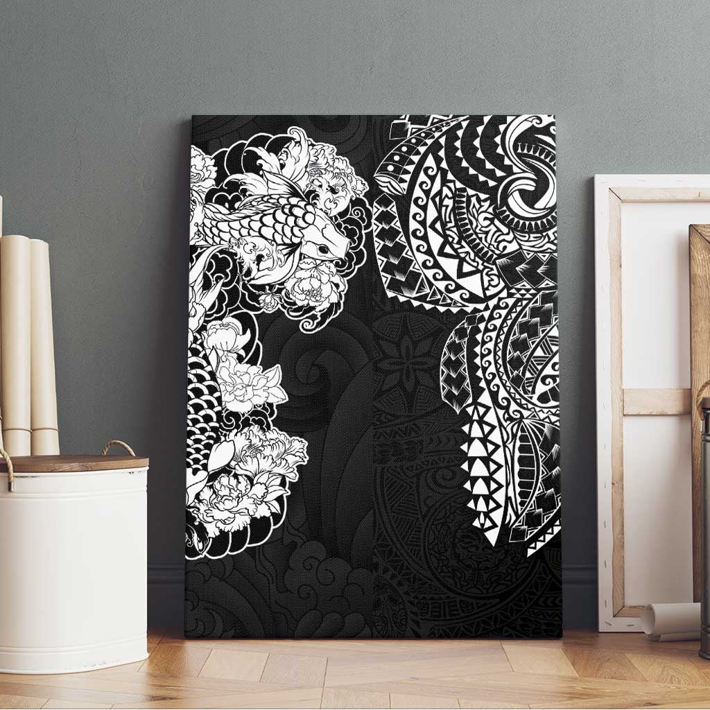 Japanese Irezumi and Hawaiian Polynesian Art Tattoo Canvas Wall Art Black Color - Polynesian Pride