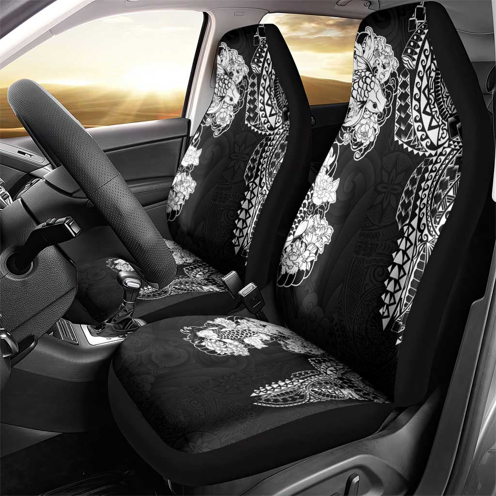 Japanese Irezumi and Hawaiian Polynesian Art Tattoo Car Seat Cover Black Color - Polynesian Pride