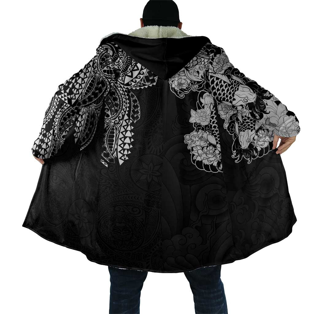 Japanese Irezumi and Hawaiian Polynesian Art Tattoo Cloak Black Color - Polynesian Pride